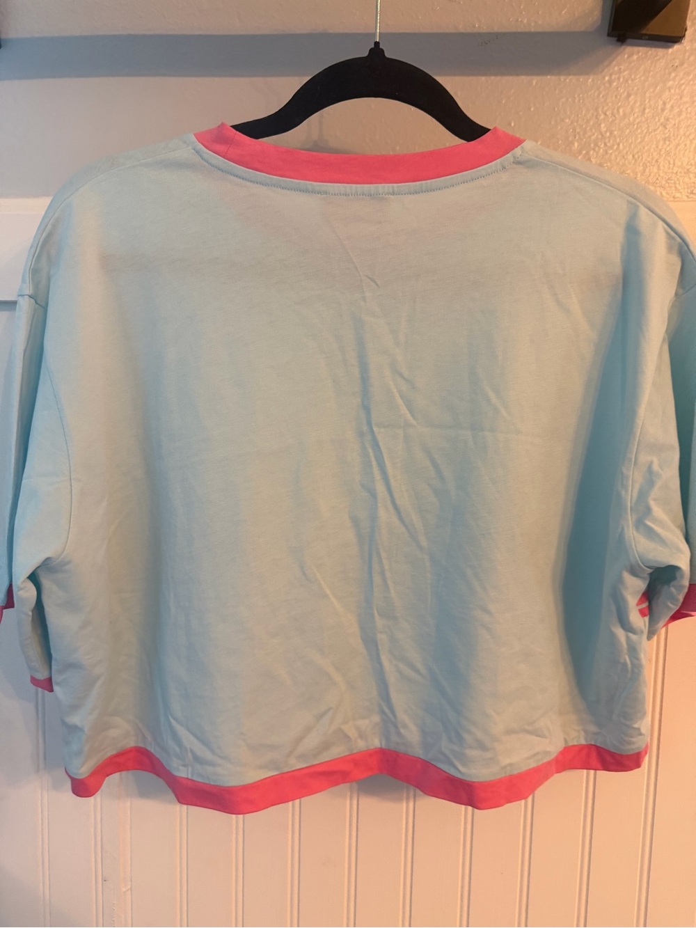 Balmain x Barbie Cropped Light Blue & Pink Star Graphic Tee - Picture 4 of 4